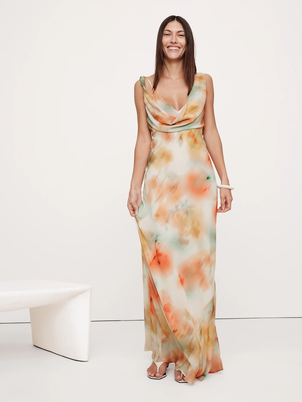 Twisted shoulder maxi dress